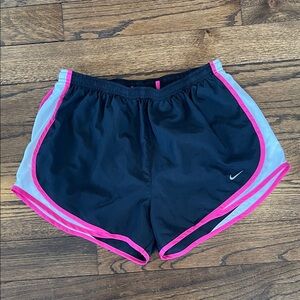 Nike Women's Black and Pink Trim Athletic Shorts